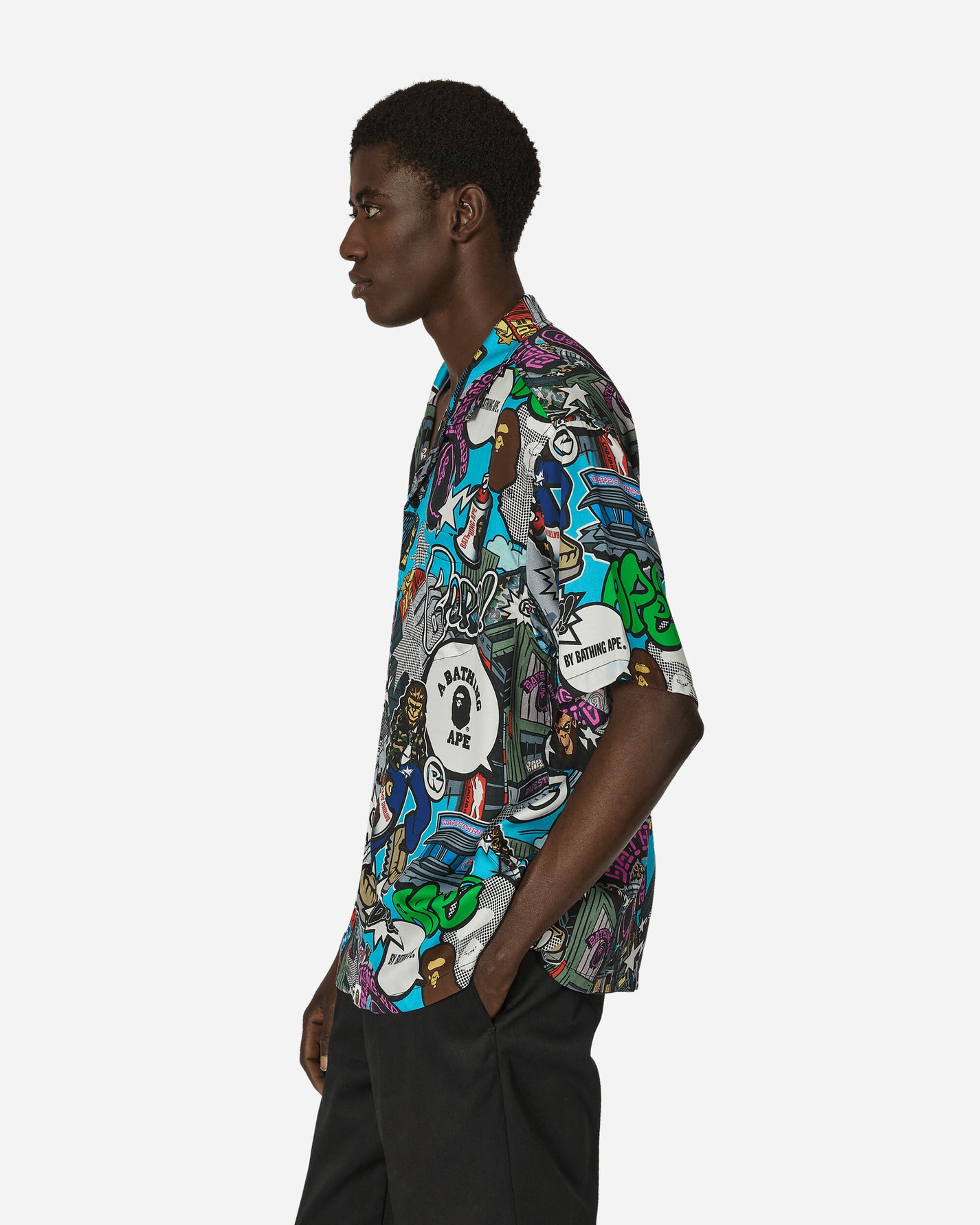 A Bathing Ape Comic Art Open Collar S/S Shirt M Multi Shirts Shortsleeve Shirt 1K30132304 MULTI