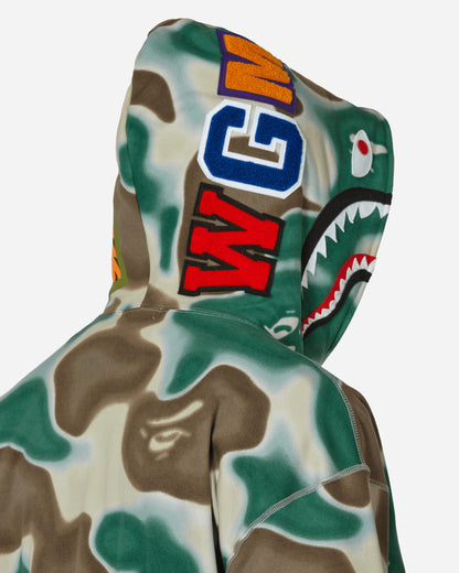 A Bathing Ape Liquid Camo Shark Relaxed Fit Full Zip Hoodie M Olive Drab Sweatshirts Zip-Ups 1K30115007 OLIVEDRAB