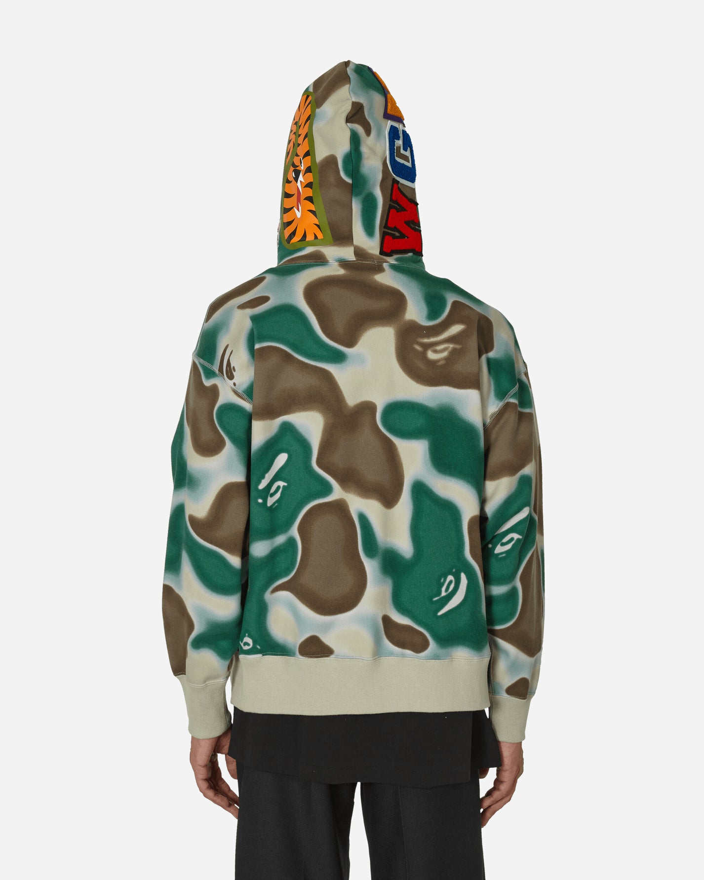 A Bathing Ape Liquid Camo Shark Relaxed Fit Full Zip Hoodie M Olive Drab Sweatshirts Zip-Ups 1K30115007 OLIVEDRAB