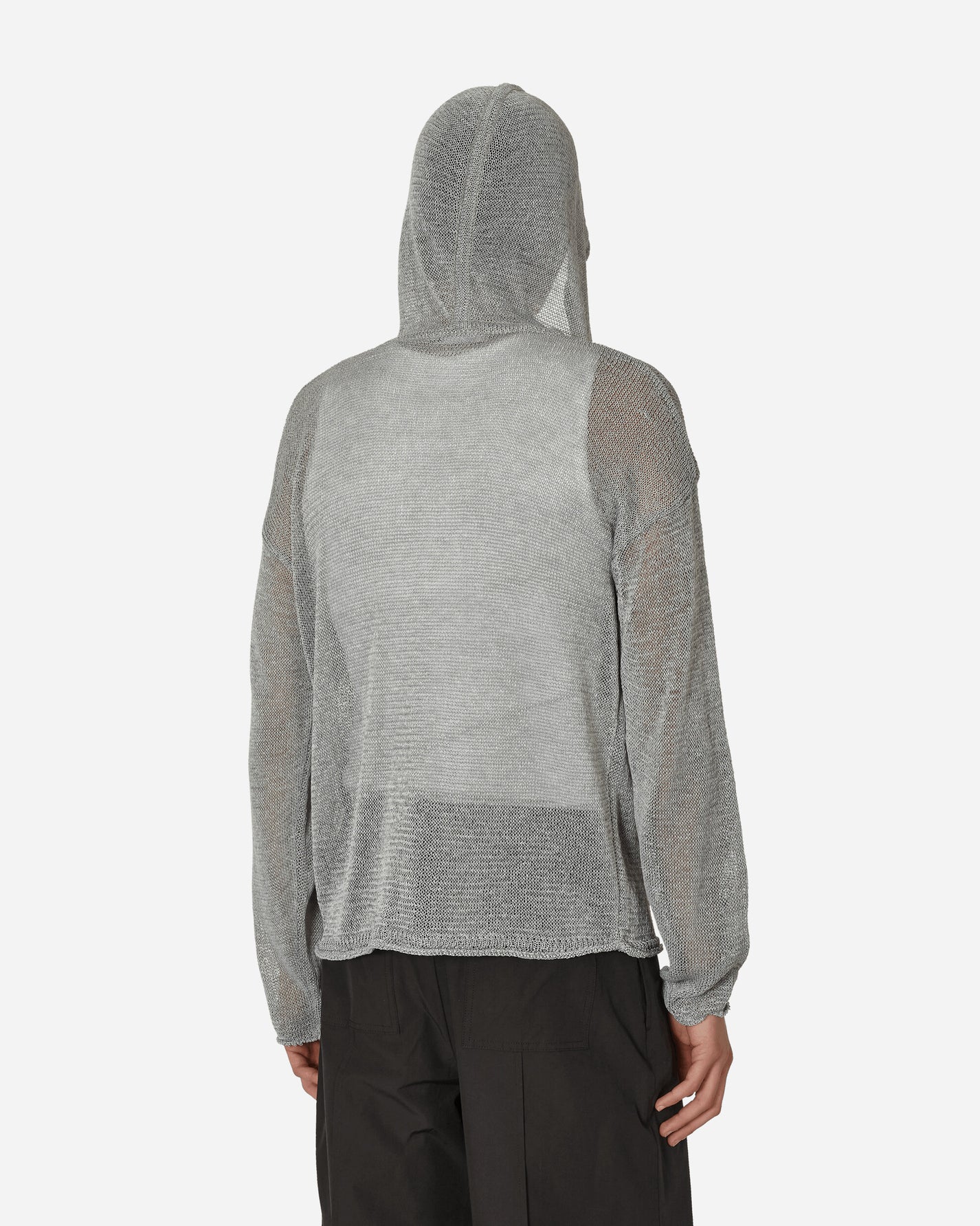 AMOMENTO Netted Knit Hoodie Grey Sweatshirts Hoodies AM24SSM01KN GREY