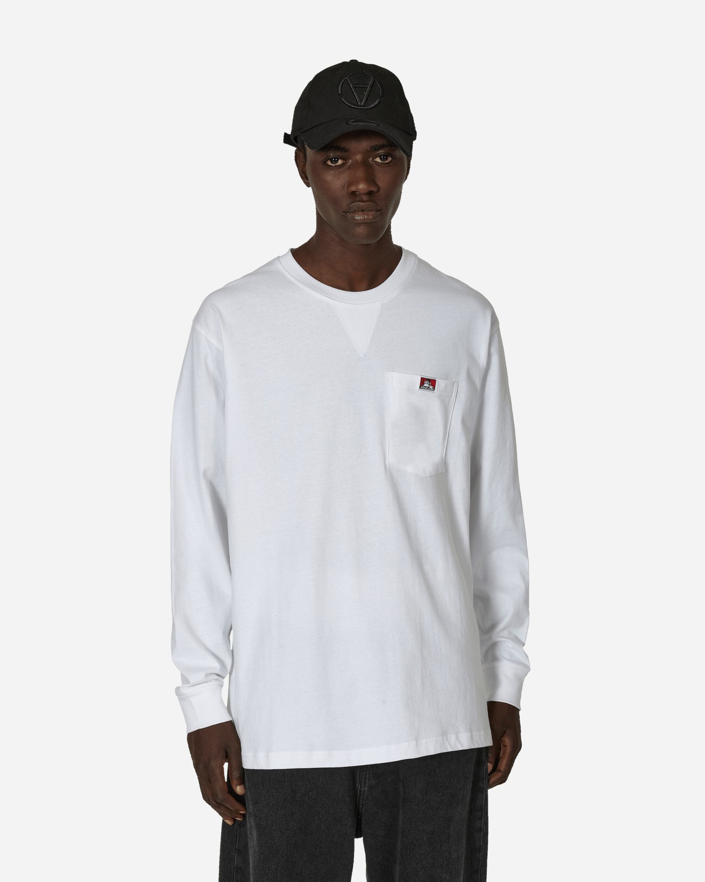 Ben Davis Classic Label Ls Pkt T-Heavyduty White T-Shirts Longsleeve BEN930 001