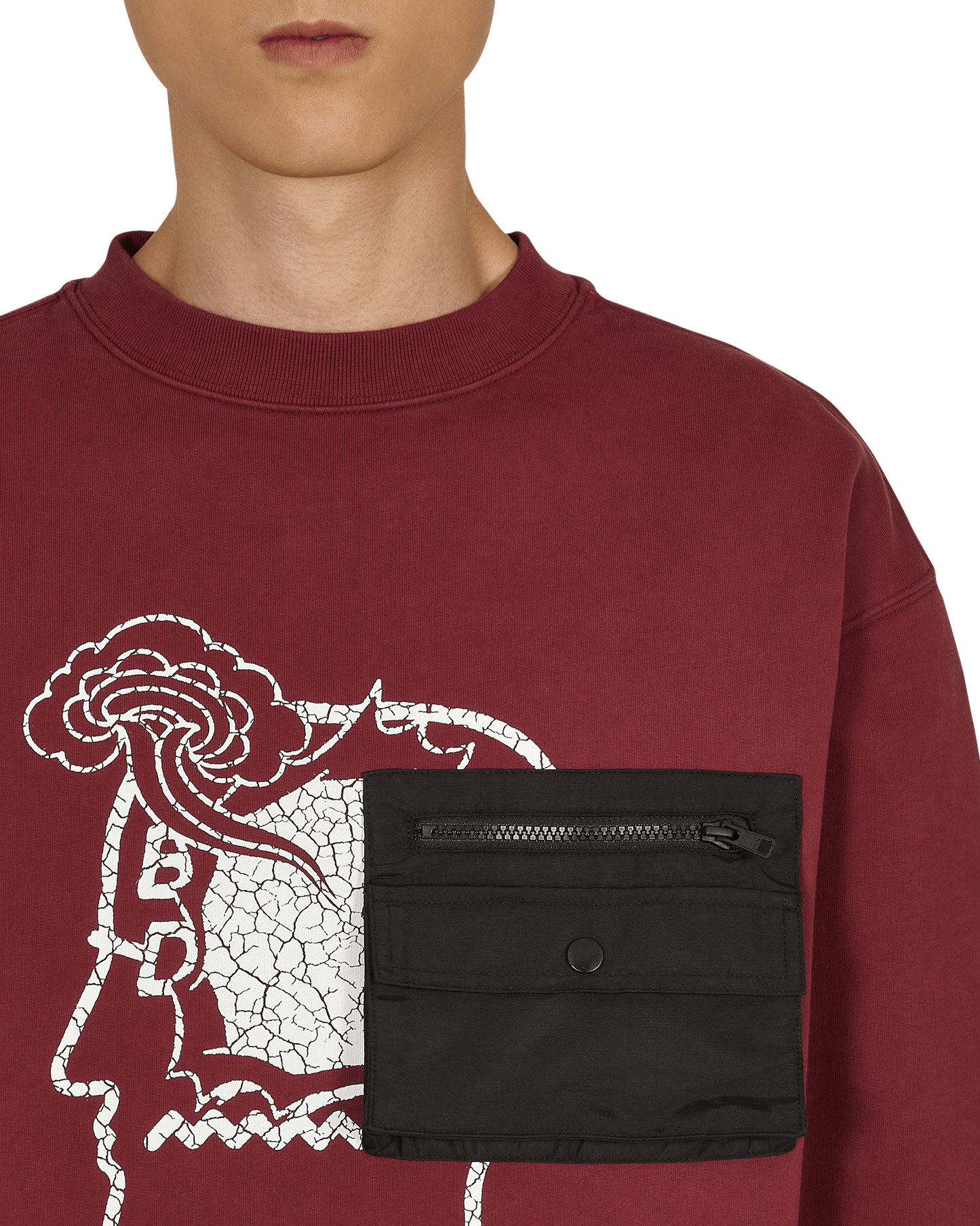 Brain Dead Saturated Voids Vintage Wash Burgundy Sweatshirts Crewneck BDF21T10002098 RD05