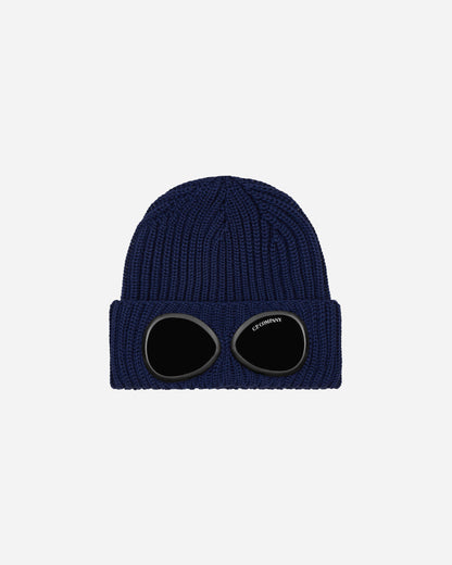 C.P. Company Extra Fine Merino Wool Goggle Beanie Estate Blue Hats Beanies 17CMAC122A005509A 887