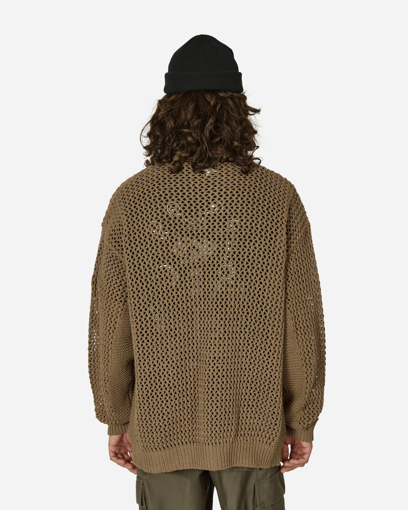 Cav Empt Collared Mesh Knit Cardigan Khaki Knitwears Cardigans CES25KN04 KHKI