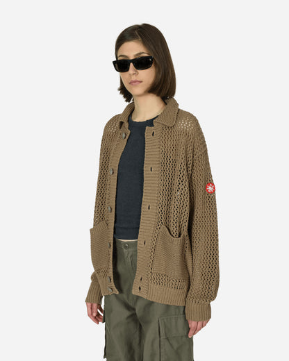 Cav Empt Collared Mesh Knit Cardigan Khaki Knitwears Cardigans CES25KN04 KHKI