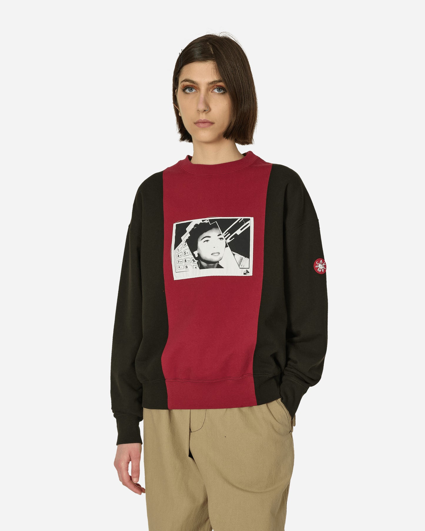 Cav Empt Paneled Two Tone Crew Neck Red Sweatshirts Crewneck CES25CS13 RED