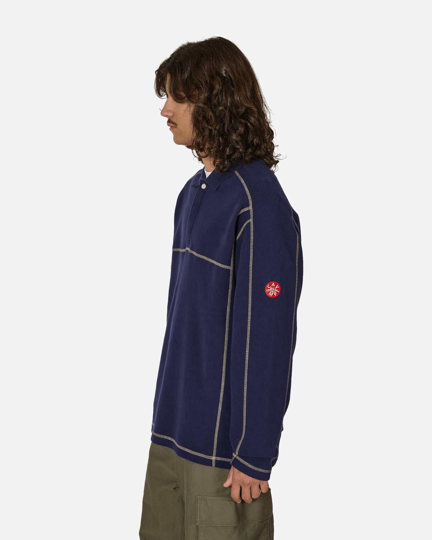 Cav Empt Dbl Knit Long Sleeve Polo Navy T-Shirts Polo CES25CS19 NVY