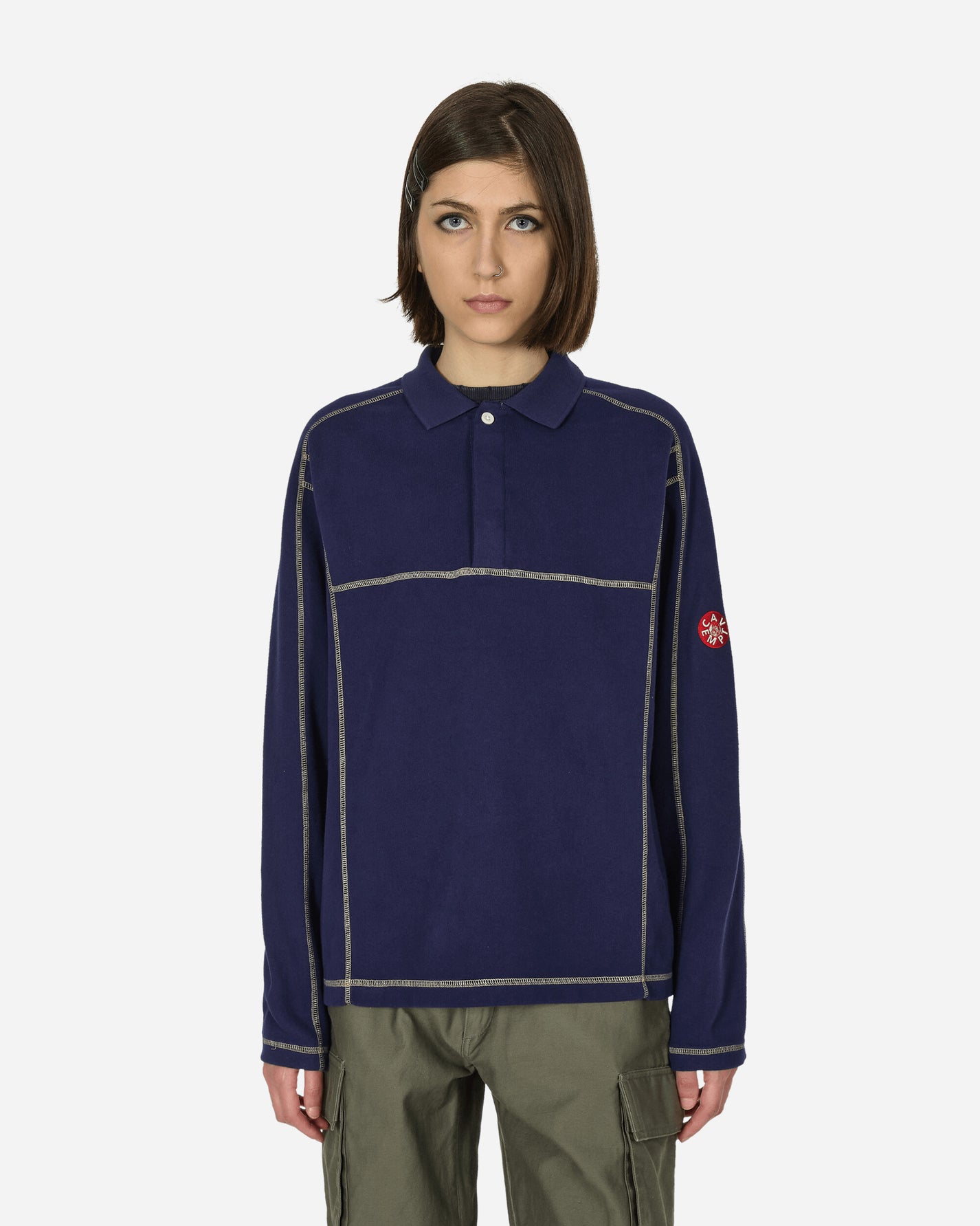 Cav Empt Dbl Knit Long Sleeve Polo Navy T-Shirts Polo CES25CS19 NVY