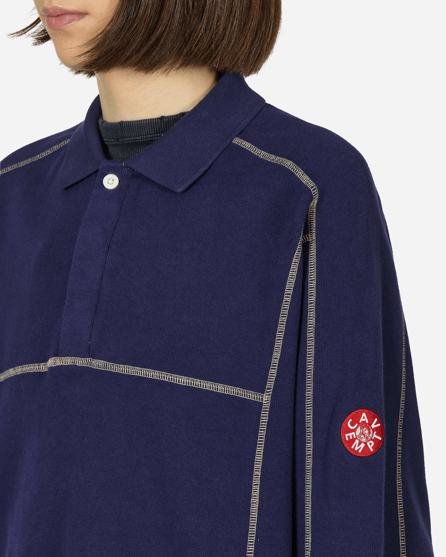 Cav Empt Dbl Knit Long Sleeve Polo Navy T-Shirts Polo CES25CS19 NVY