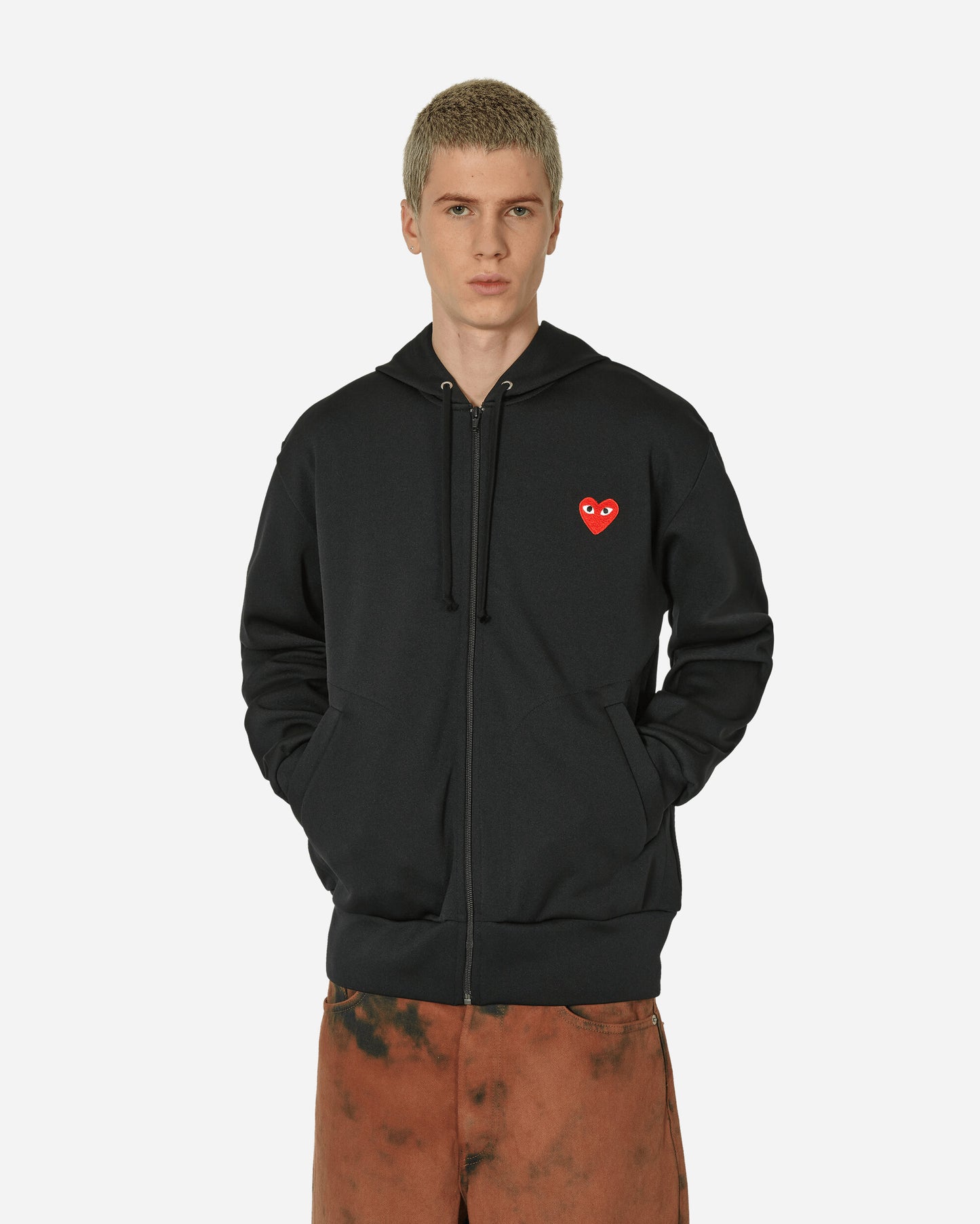 Comme Des Garçons Play Men'S Zip Up Hoody Black Sweatshirts Hoodies P1T172  1