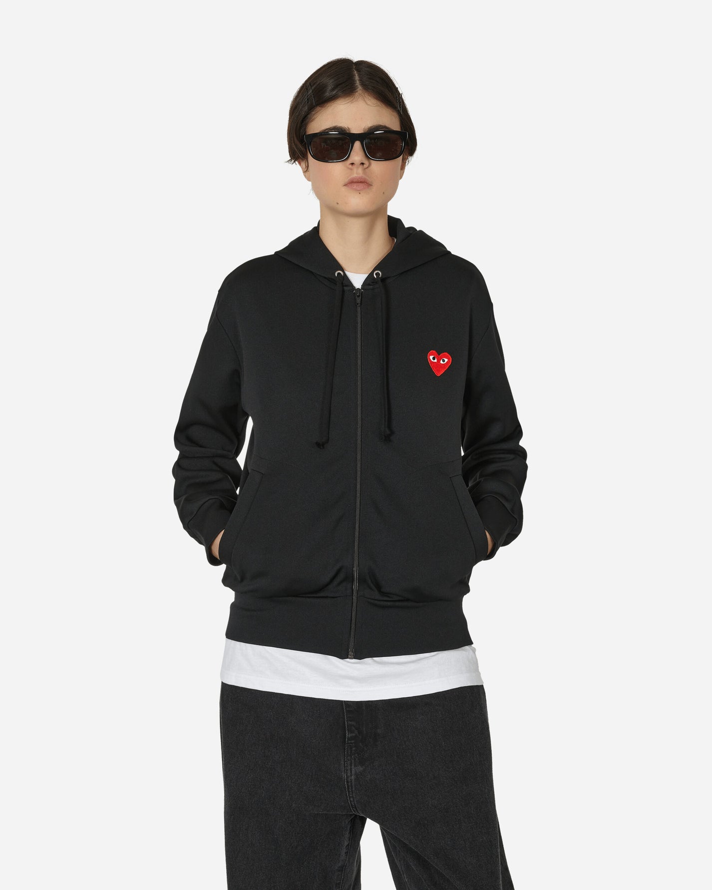 Comme Des Garçons Play Men'S Zip Up Hoody Black Sweatshirts Hoodies P1T172  1