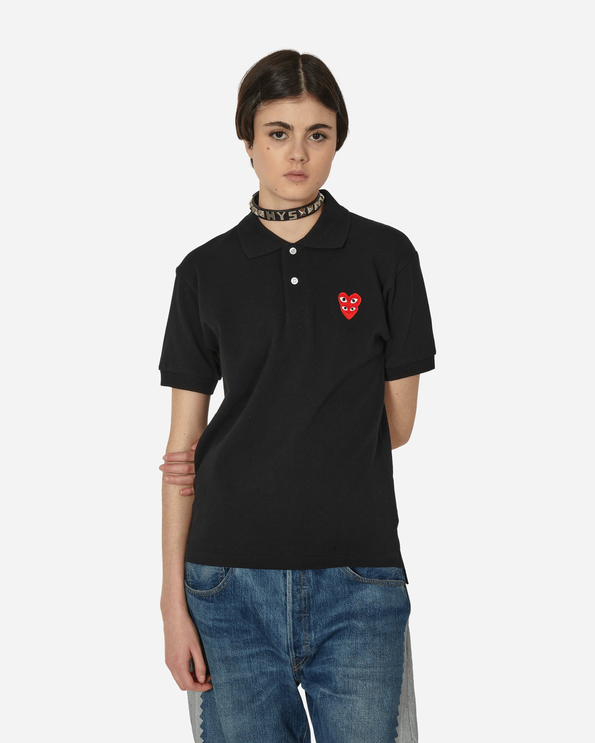 Comme Des Garçons Play Men''S Polo Knit Black T-Shirts Polo P1T290  1