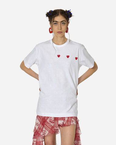 Comme Des Garçons Play T-Shirt Short Sleeve Knit White T-Shirts Shortsleeve P1T337  3