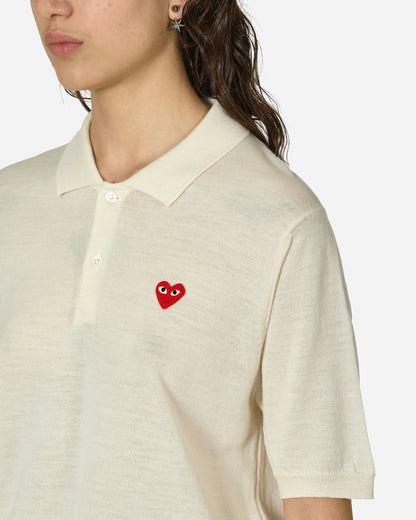 Comme Des Garçons Play Polo-Neck Short Sleeve Knit Off White Knitwears Sweaters P1N094  6