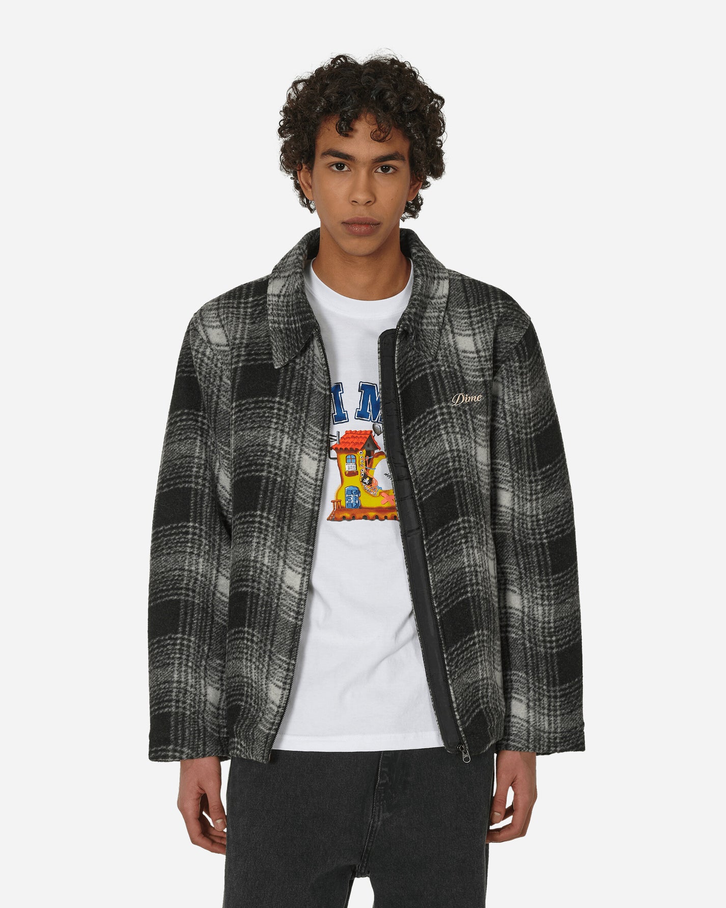 Dime Wave Plaid Jacket Charcoal Coats and Jackets Jackets DIMEHO233 CHA