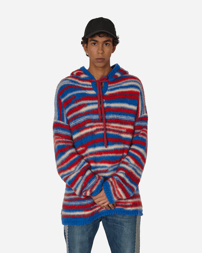 ERL Oversized Hooded Knitwear Red/Blue Knitwears Sweaters ERL07N015 1