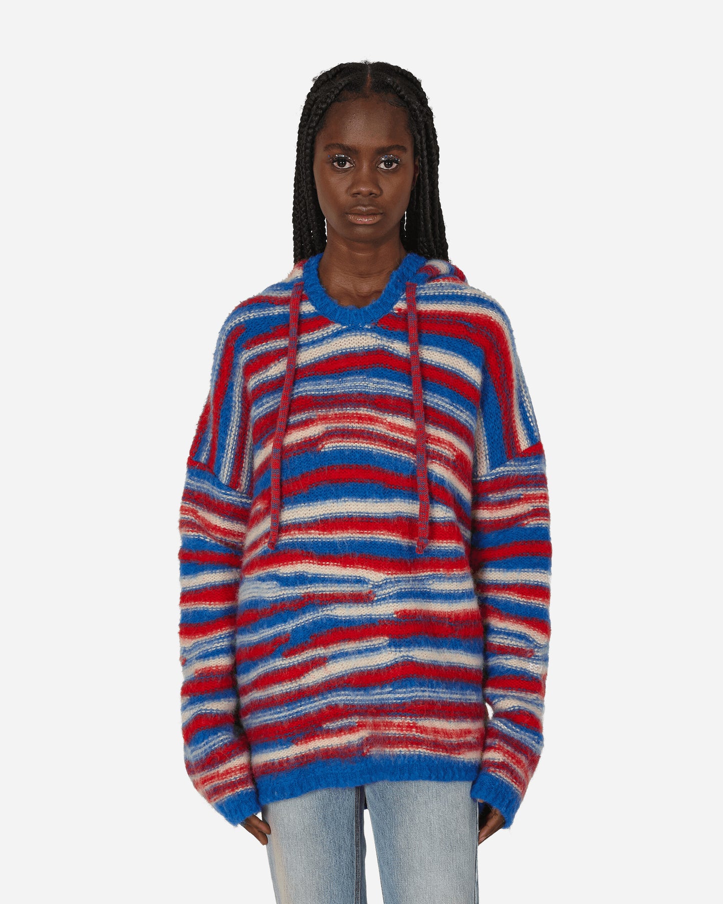 ERL Oversized Hooded Knitwear Red/Blue Knitwears Sweaters ERL07N015 1