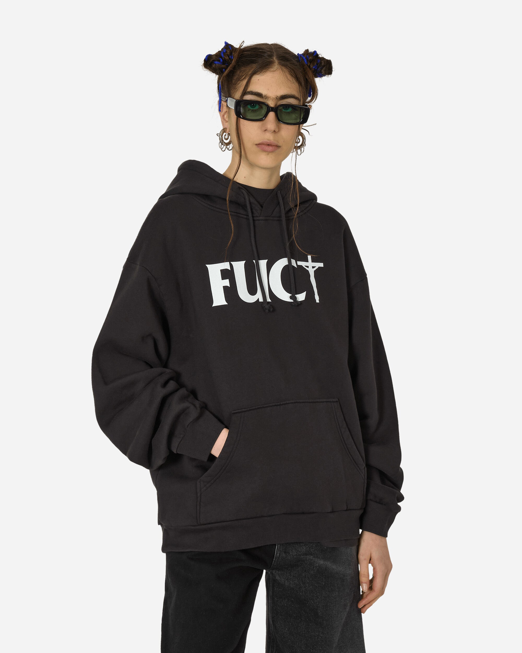 FUCT Cross Fuct Hoodie Black Sweatshirts Hoodies TBMW0102JY46 BLK0001