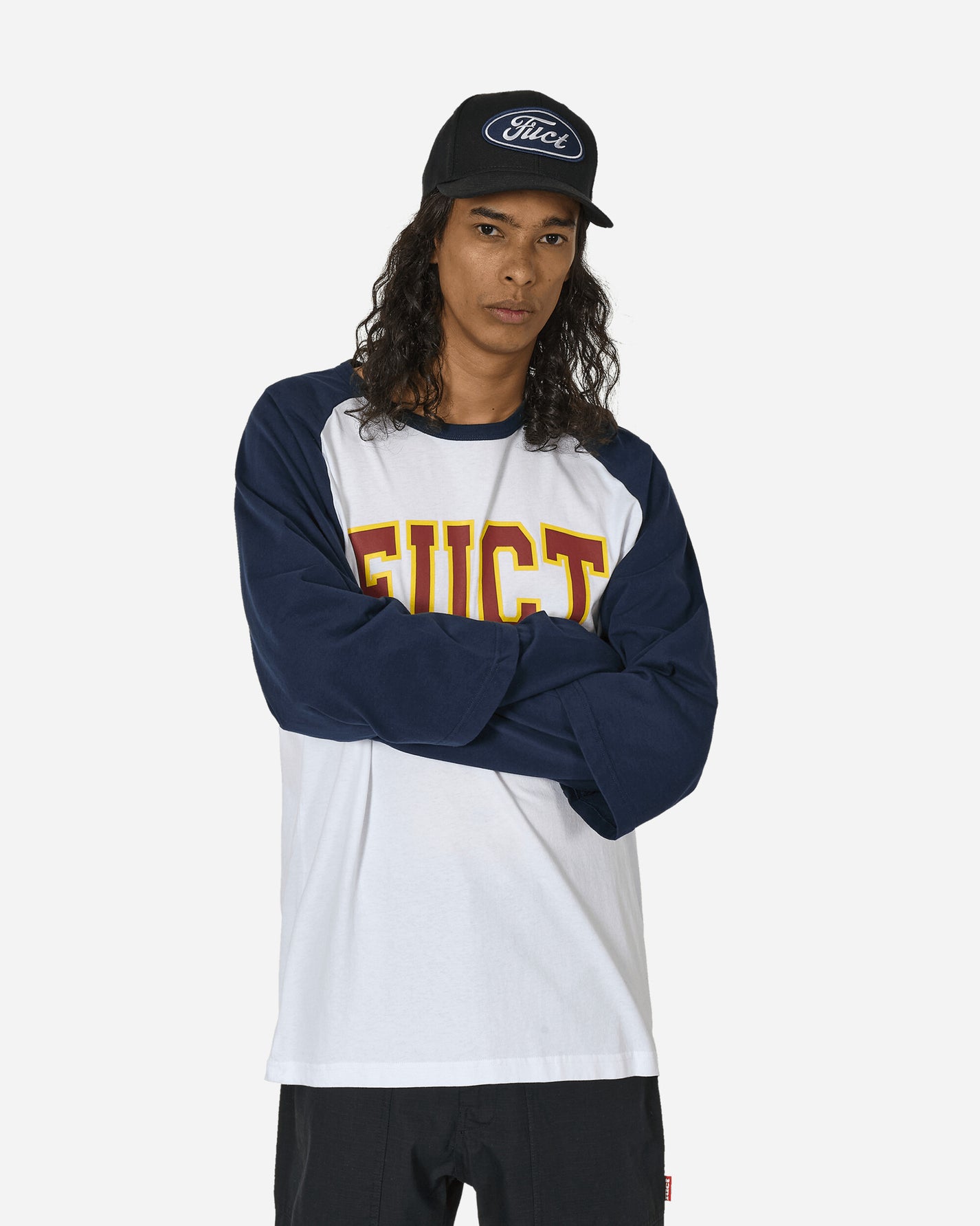 FUCT Double Sleeve Baseball Tee Patriot Blue Optic White T-Shirts Top TBMW017JY02 BLUE0024