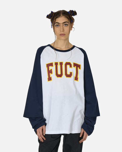 FUCT Double Sleeve Baseball Tee Patriot Blue Optic White T-Shirts Top TBMW017JY02 BLUE0024