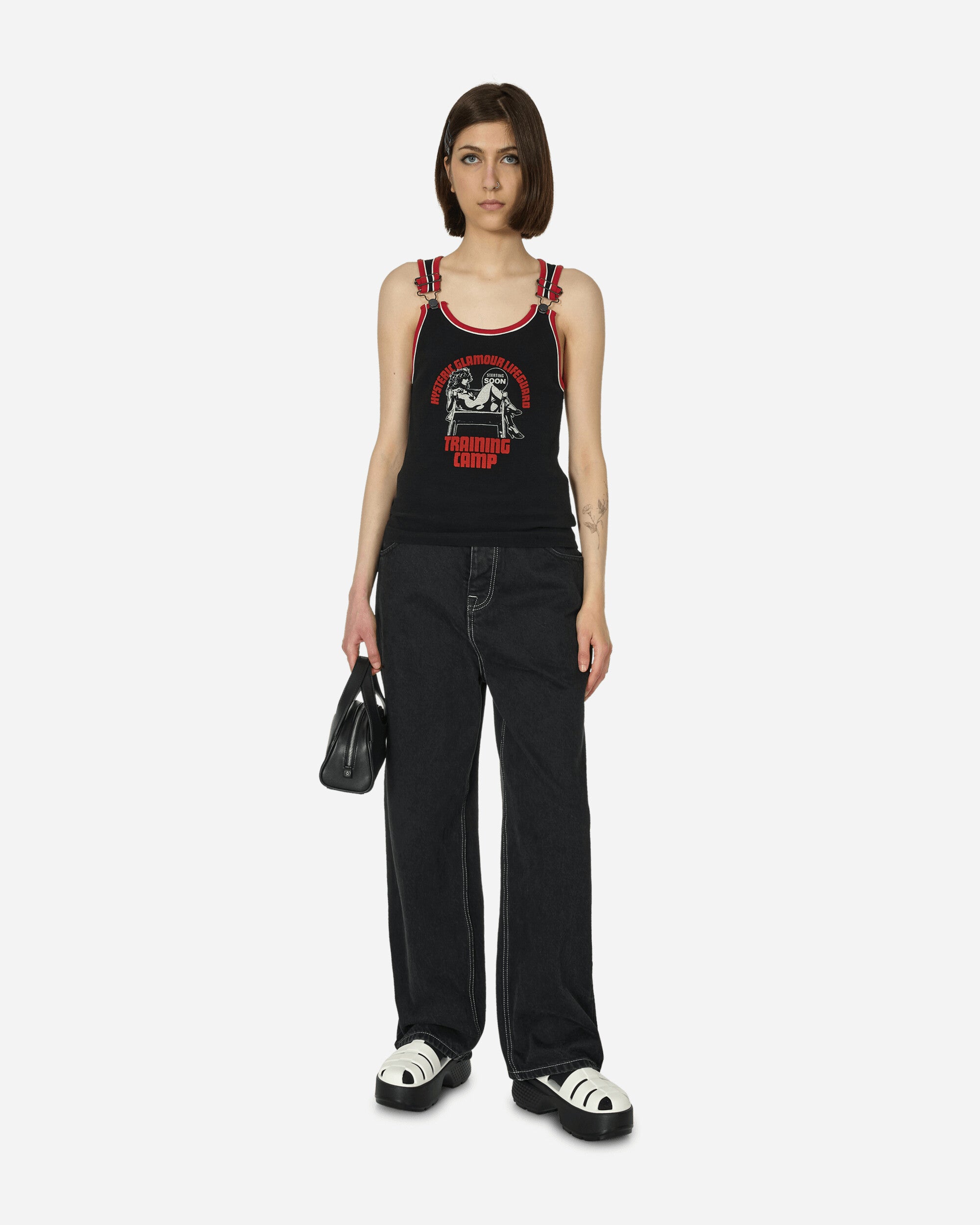 Hysteric Glamour Wmns Lifeguard Training Camp Black T-Shirts Cropped 01241CR019 C1