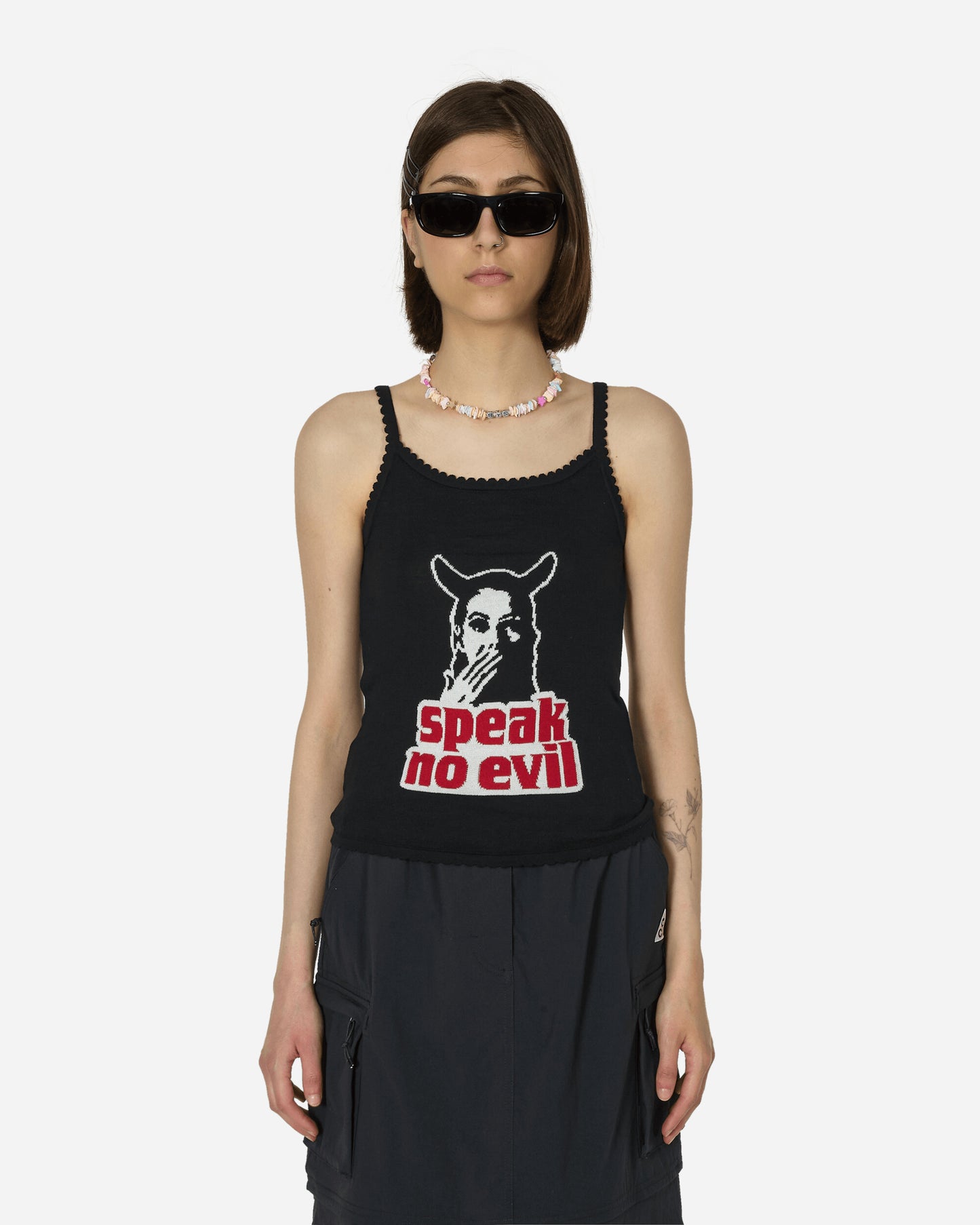 Hysteric Glamour Wmns Speak No Evil Black T-Shirts Cropped 01241NV049 C1