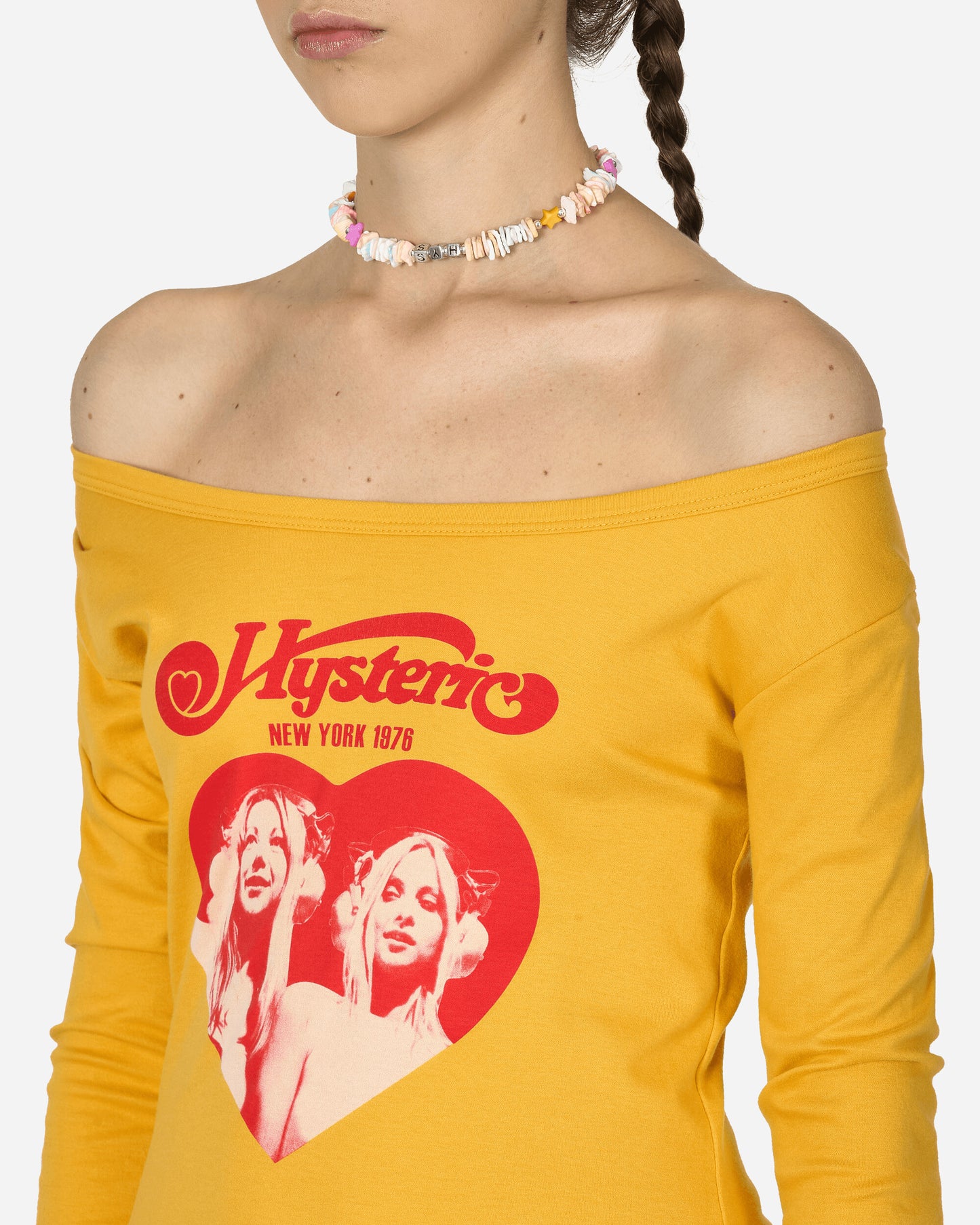Hysteric Glamour Wmns Hysteric Heart Yellow T-Shirts Longsleeve 01241CL039 B