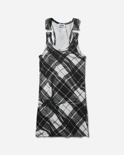 Jean Paul Gaultier Wmns Tartan Ribbed Dress Black/Grey/White Dresses Dress Short 2431FRO301-J565 000201