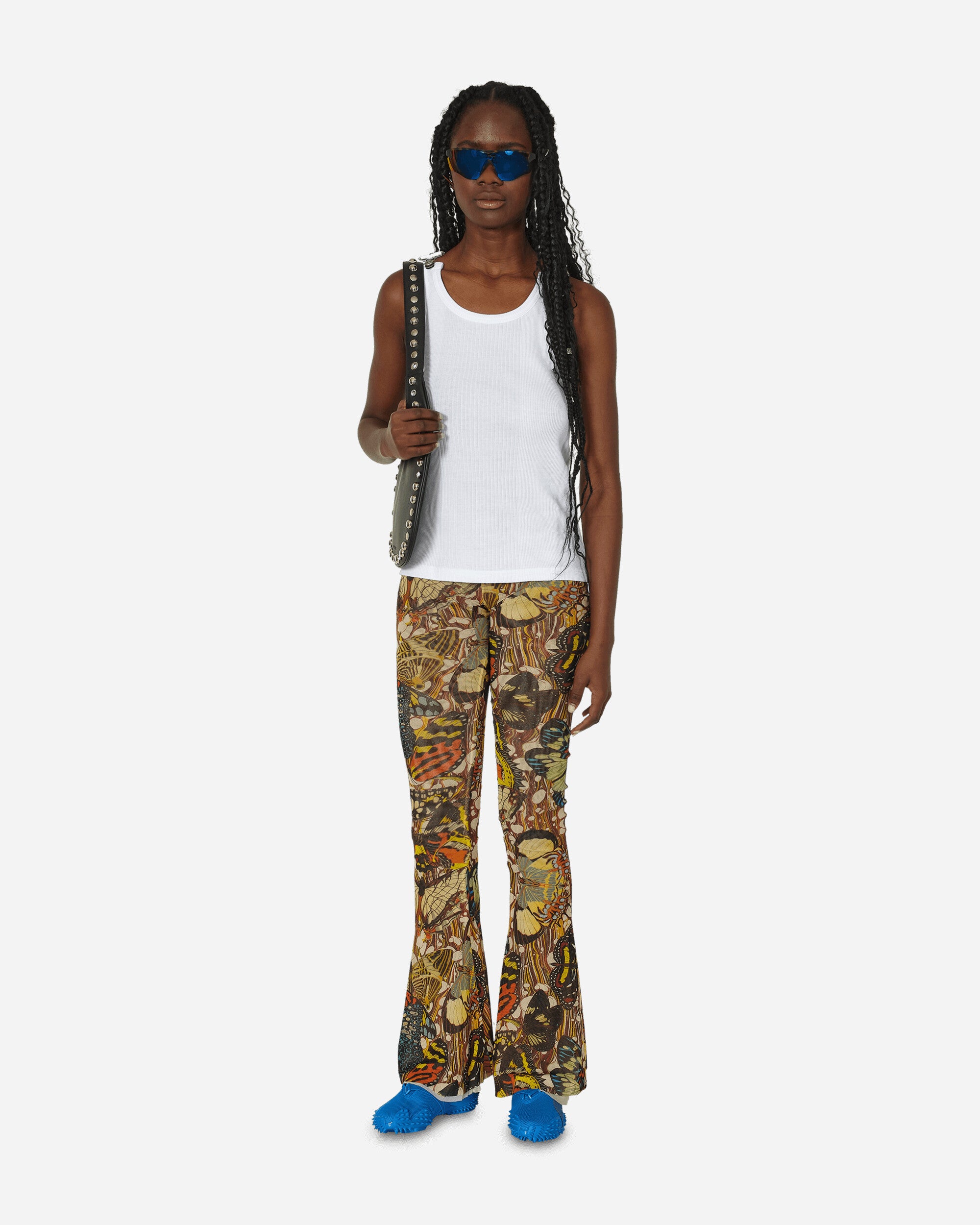 Jean Paul Gaultier Wmns Mesh Pant Printed Papillon Yellow/Multicolor Pants Flare F-PA098-T545 1090