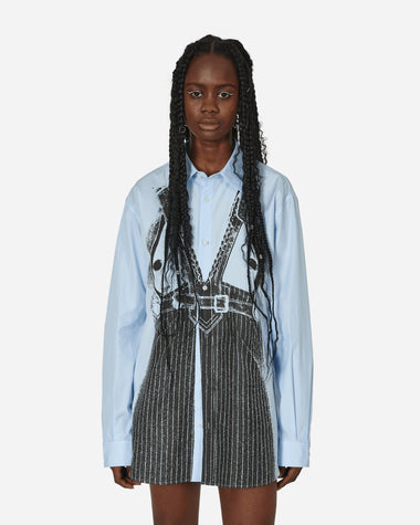 Jean Paul Gaultier Wmns Popeline Shirt Printedmadonna Trompe L'Oeil Babyblue/Black Shirts Longsleeve Shirt F-CH027I-C045 5200