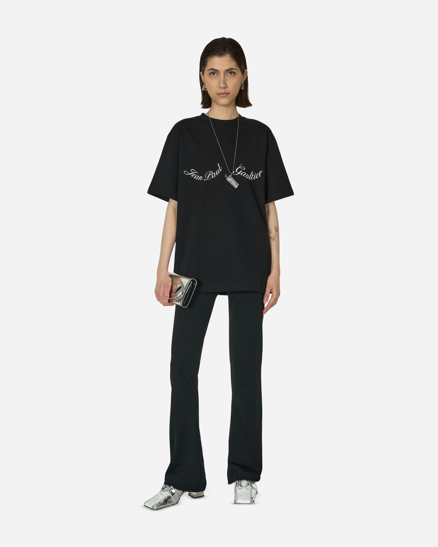 Jean Paul Gaultier Wmns Crewneck Cotton Oversize Tee-Shirt Black/White T-Shirts Shortsleeve TS083I-J055 001