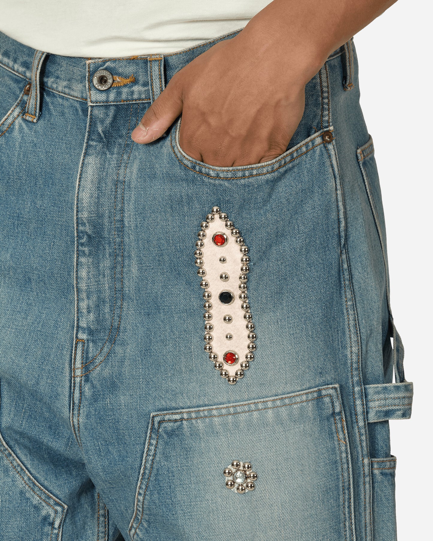 KAPITAL 14Oz Denim Shorts (Studs Remake) Pro Shorts Denim Short EK-1626SP PRO