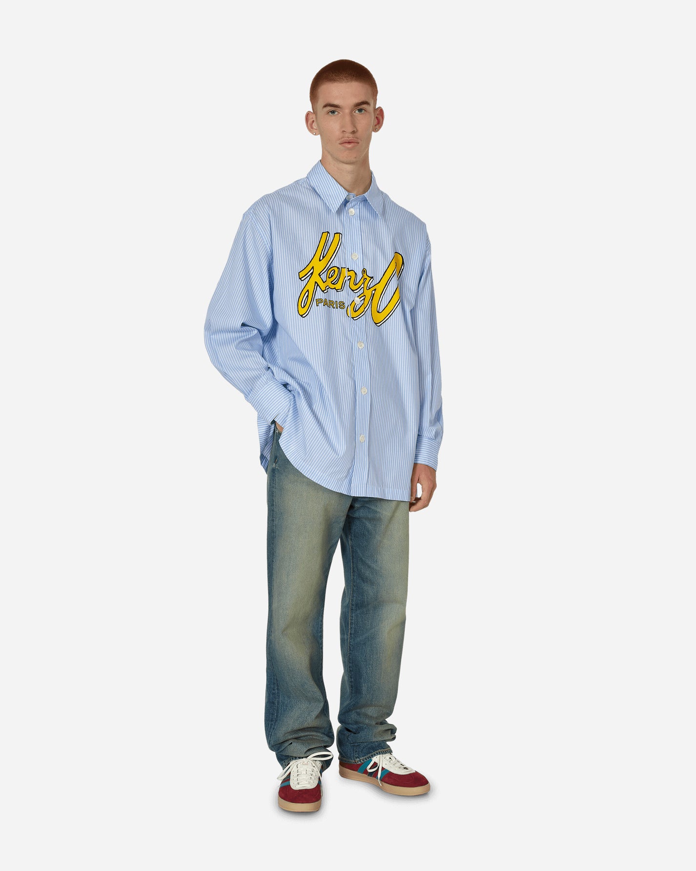 KENZO Paris Kenzo Archive Logo Ov Shirt Sky Blue Shirts Longsleeve Shirt FD65CH5109LM 64