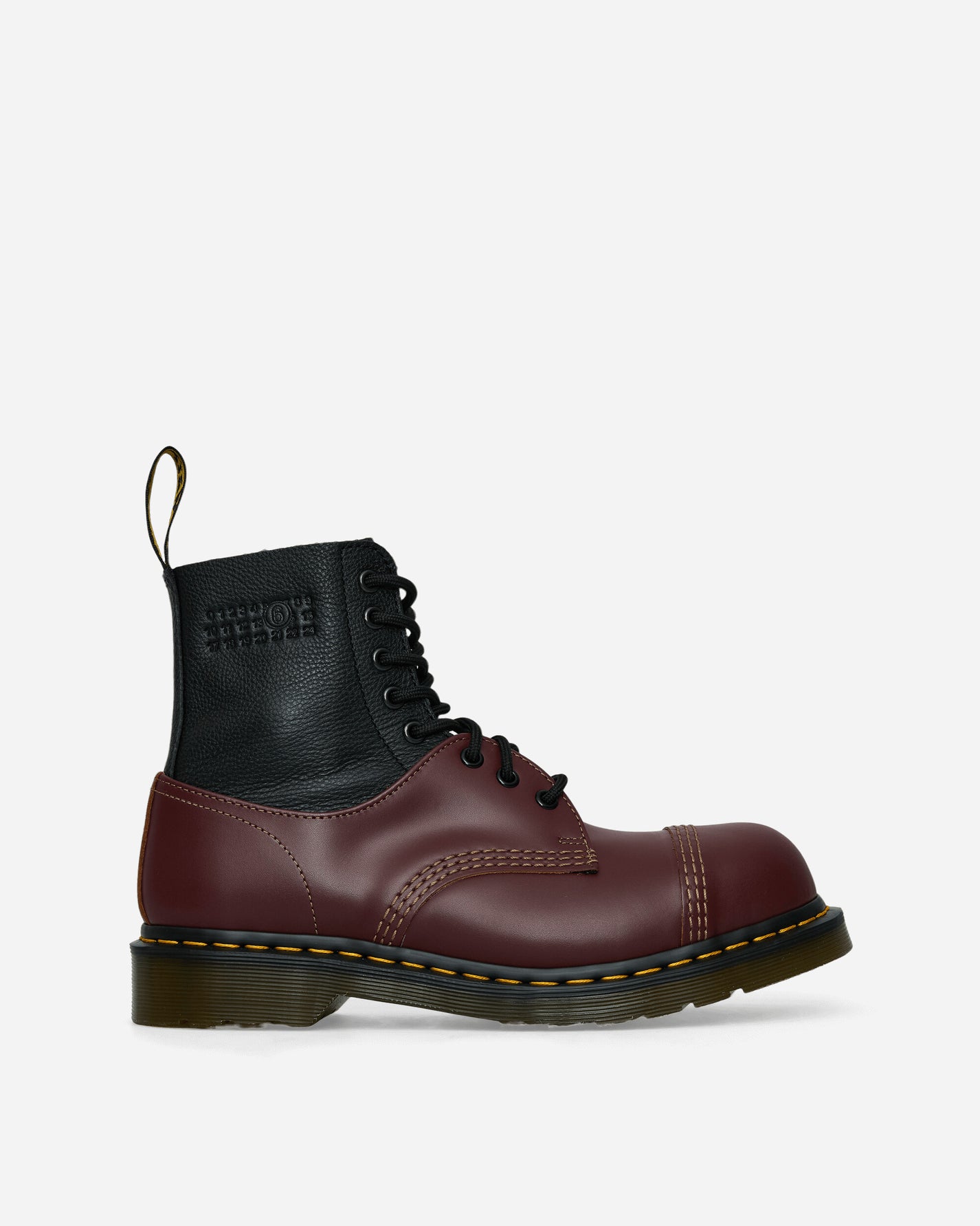 MM6 Maison Margiela 1460 - Twisted And Reimagined - Steel Toe Black / Oxblood Boots Mid Boot S66WU0125P8029 H6077