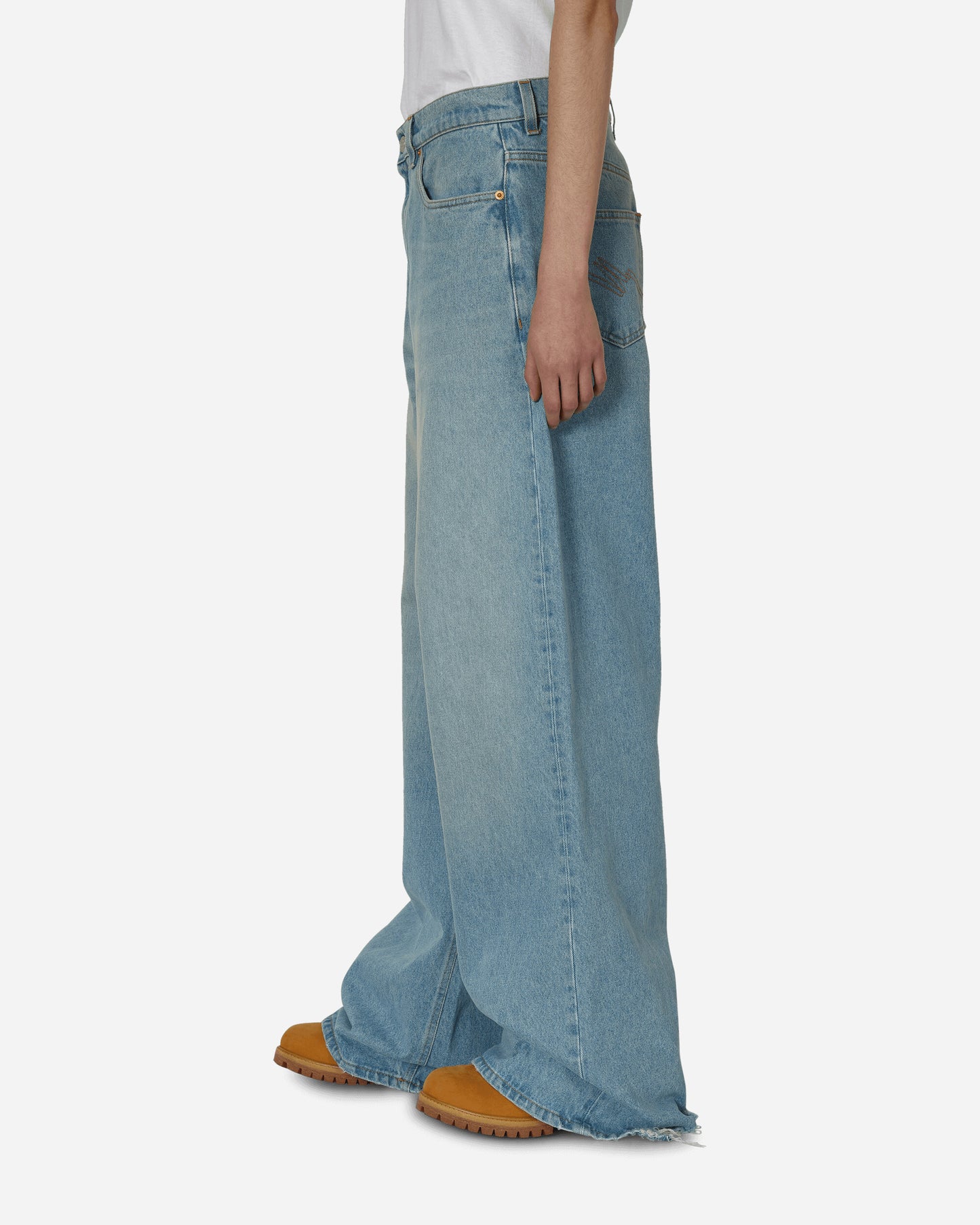 Martine Rose Extended Wide Leg Jean Bleached Wash Pants Denim MRSS24-225 BLEWAS