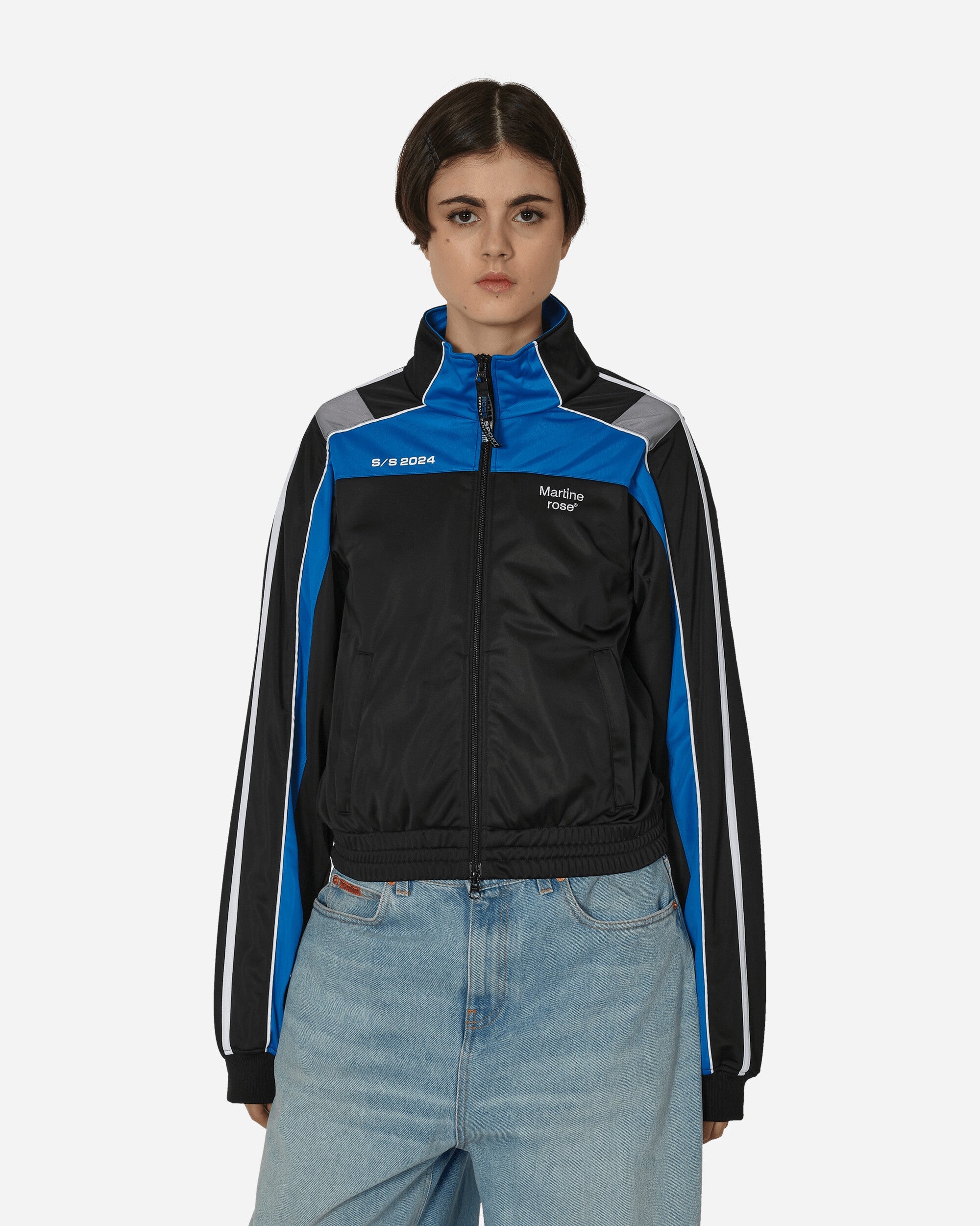 Martine Rose Shrunken Track Jacket Black/Blue Sweatshirts Track Tops MRSS24-137 BLBLGR