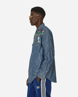 Needles Western Shirt - Cotton Chambray / India Emb. Blue Shirts Longsleeve Shirt OT213 BLUE