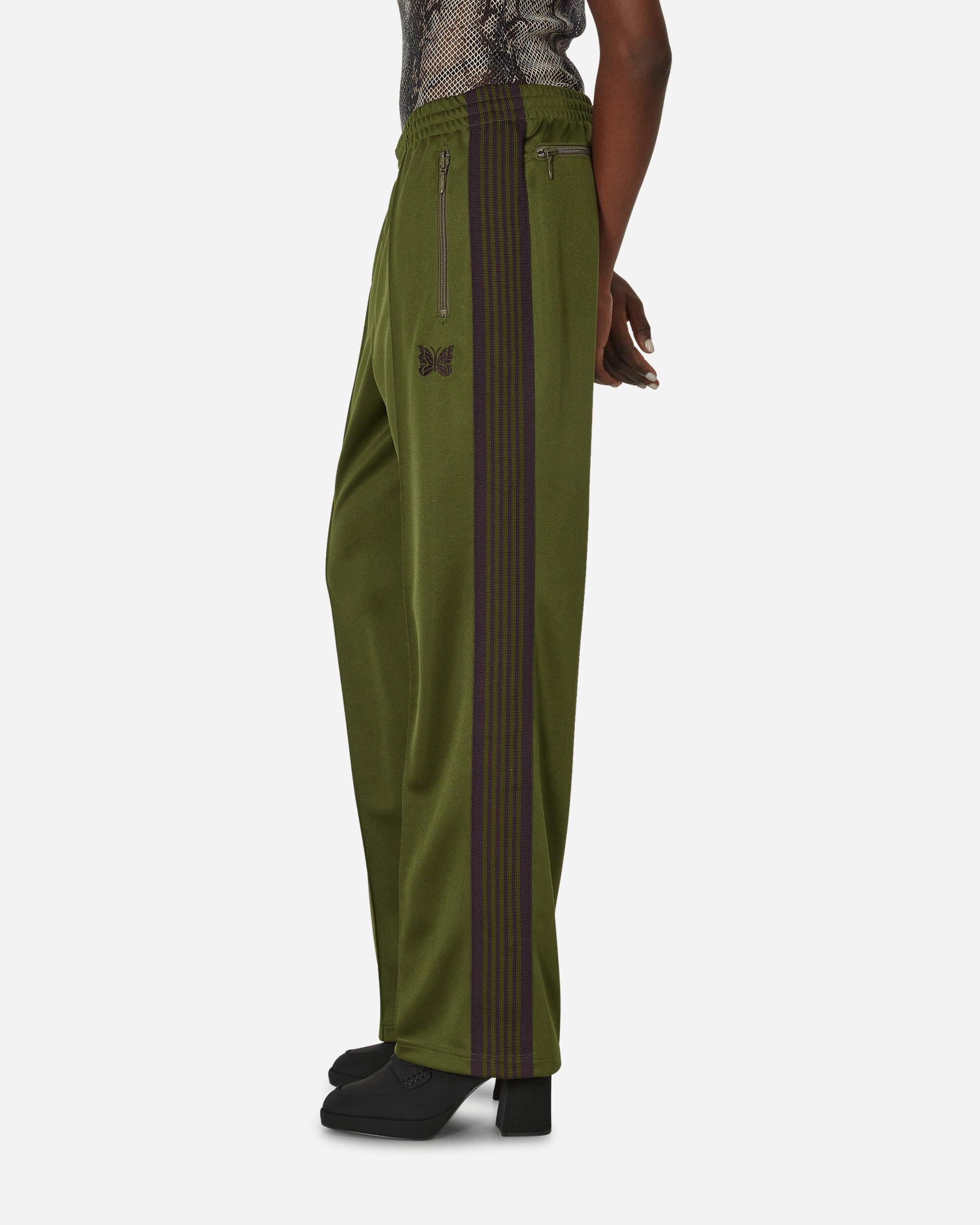 Needles Track Pant - Poly Smooth Olive Pants Track Pants OT228 B