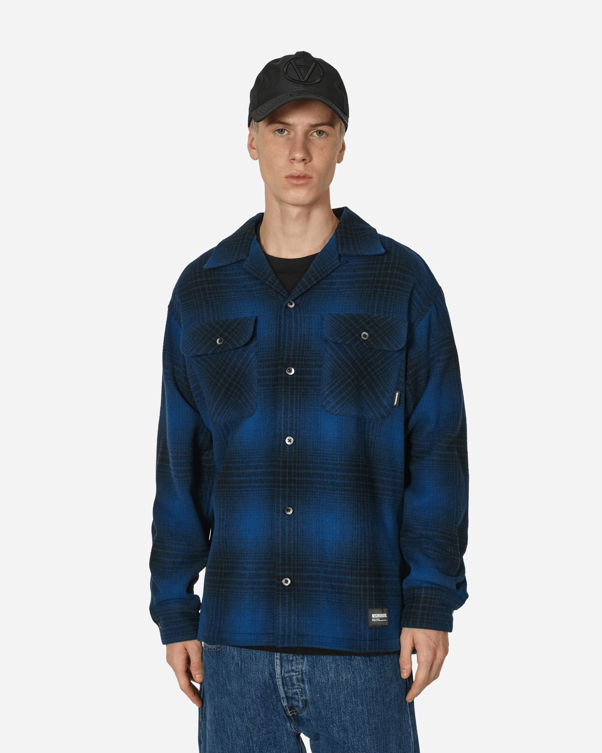 Neighborhood Wool Hombre Check Shirt Ls Blue Shirts Longsleeve Shirt 232BENH-SHM03 BL