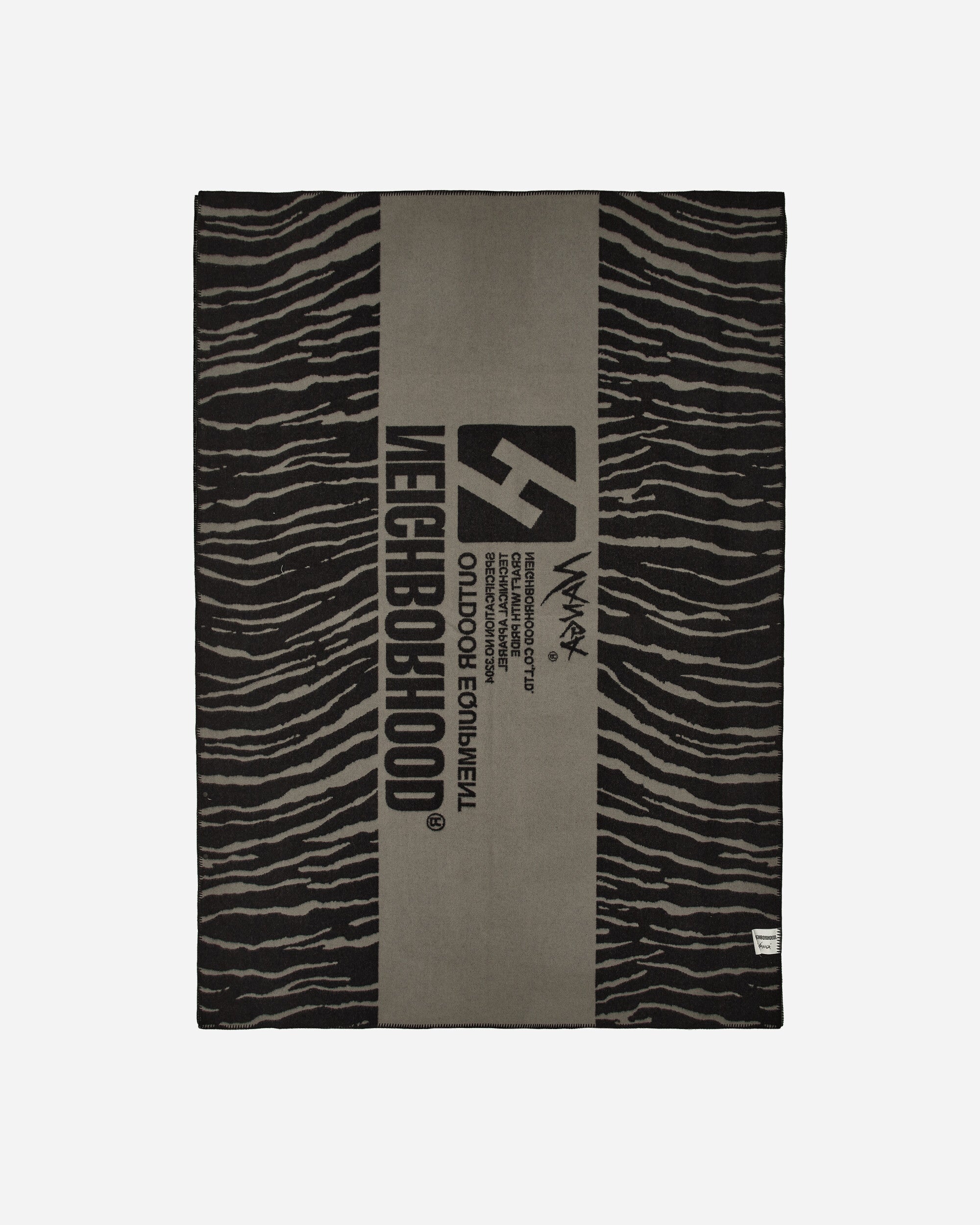 Neighborhood Nh X Nanga . Tiger Pattern Wool Blanket Gray Textile Blankets and Throws 232NNNNN-AC03 GY