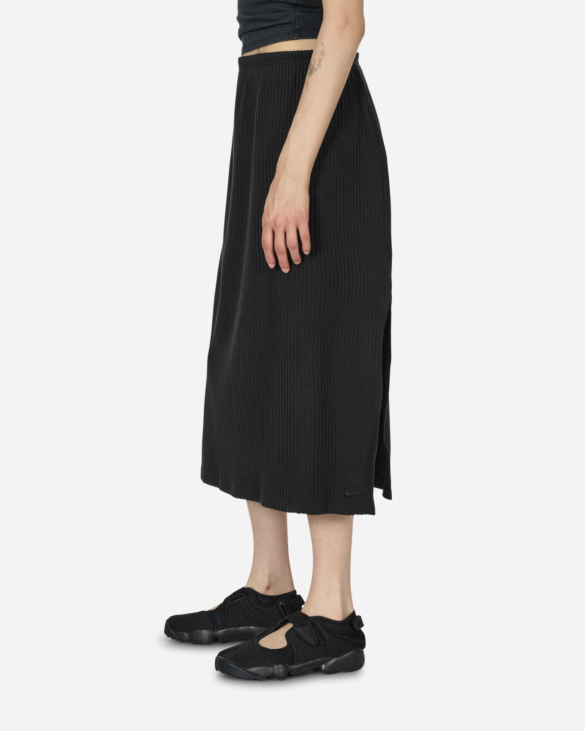 Nike Wmns Nsw Nk Chll Knt Rib Md Skirt Black/Black Skirts Midi FV8075-010