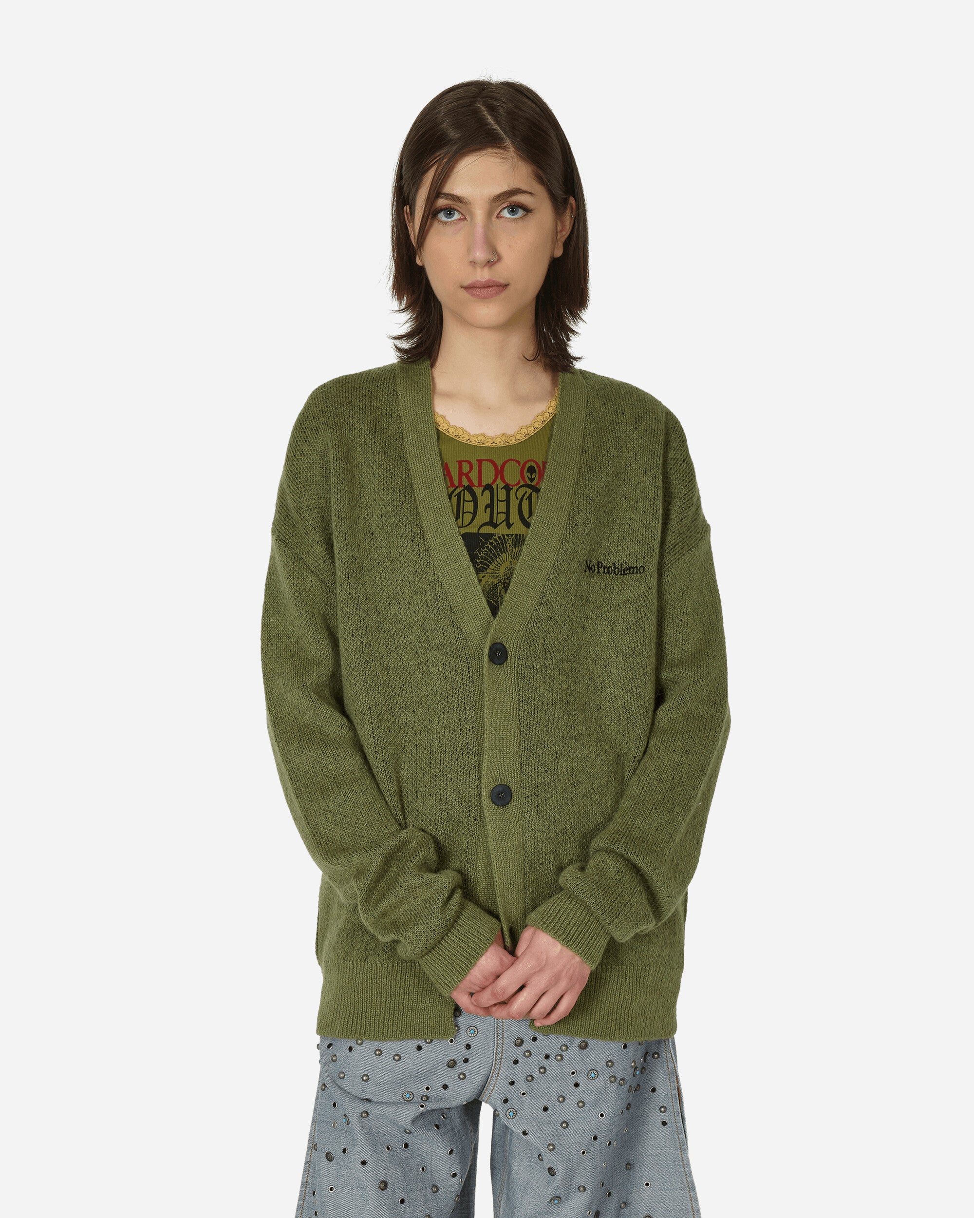 No Problemo No Problemo Brushed Mohair Cardigan Black/Olive Knitwears Cardigans NPAR20025 OLIVE