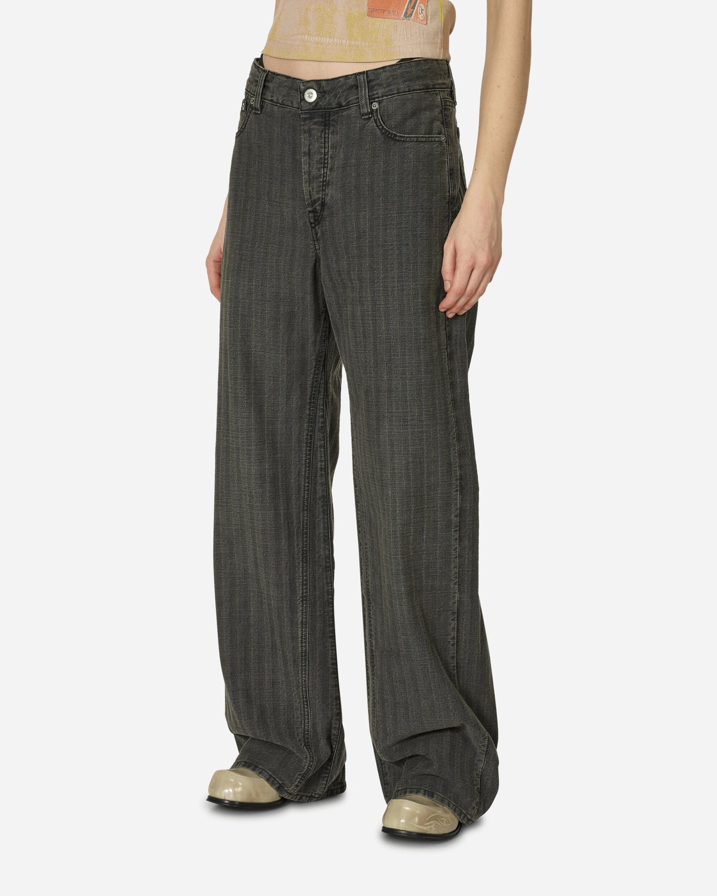 Our Legacy Wmns Treble Cut Washed Grey Torino Stripe Pants Denim W2245RT 001