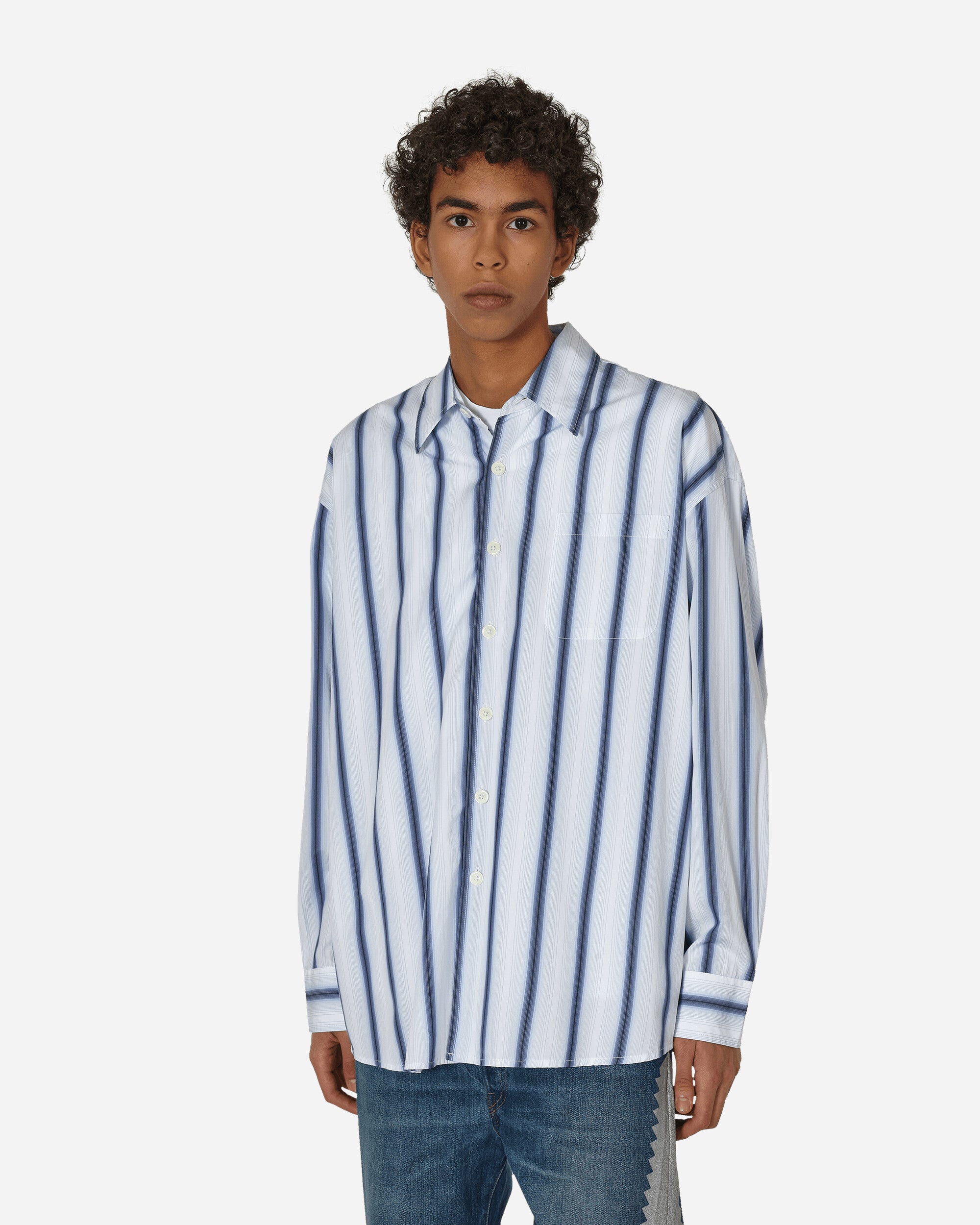 Our Legacy Borrowed Shirt Blue Crypto Stripe Shirts Longsleeve Shirt M4232BS 1