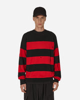 Peel & Lift Peel & Lift  X Slam Jam Damaged Stripe Jumper Black/Red Knitwears Sweaters PL23-K004 001