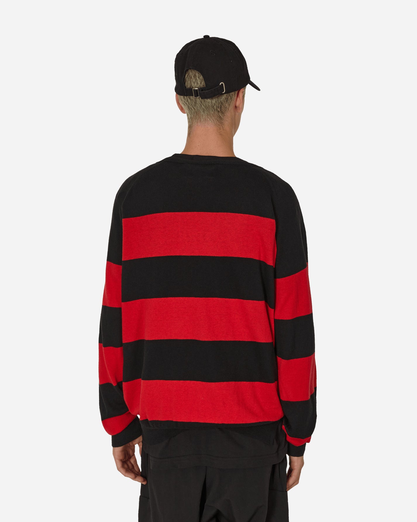 Peel & Lift Peel & Lift  X Slam Jam Damaged Stripe Jumper Black/Red Knitwears Sweaters PL23-K004 001