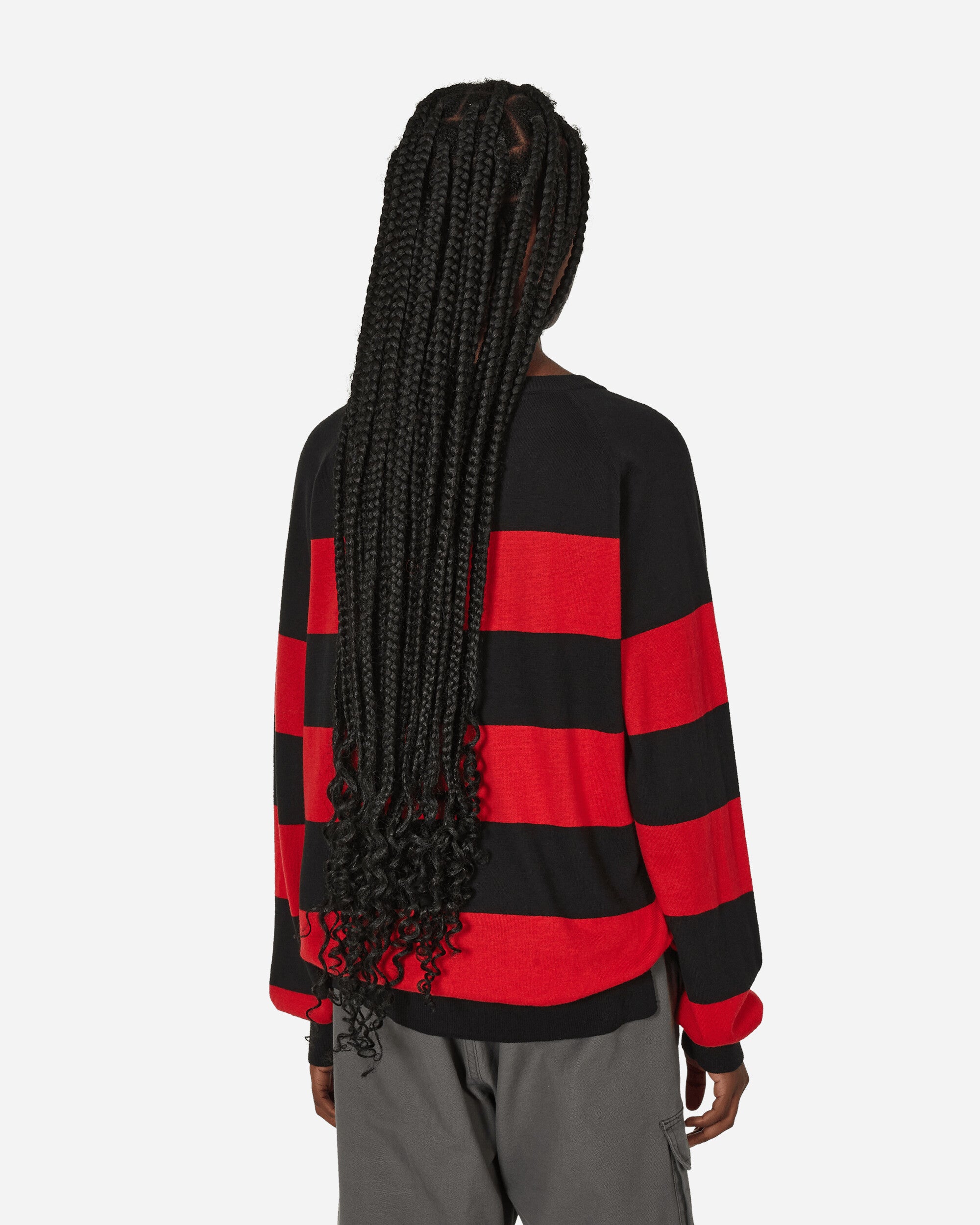 Peel & Lift Peel & Lift  X Slam Jam Damaged Stripe Jumper Black/Red Knitwears Sweaters PL23-K004 001