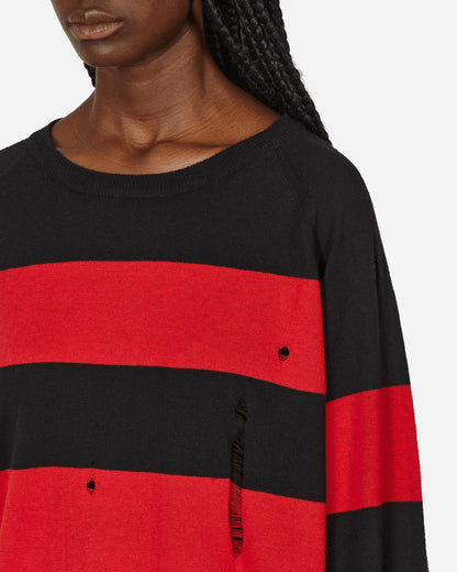 Peel & Lift Peel & Lift  X Slam Jam Damaged Stripe Jumper Black/Red Knitwears Sweaters PL23-K004 001