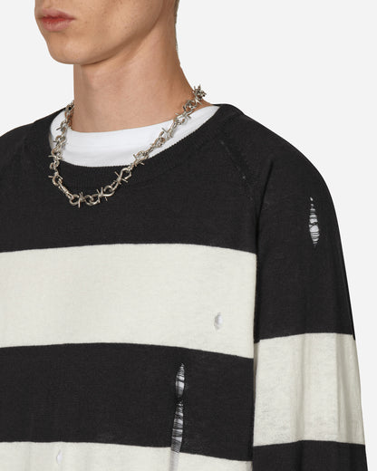 Peel & Lift Peel & Lift  X Slam Jam Damaged Stripe Jumper Black/White Knitwears Sweaters PL23-K004 002