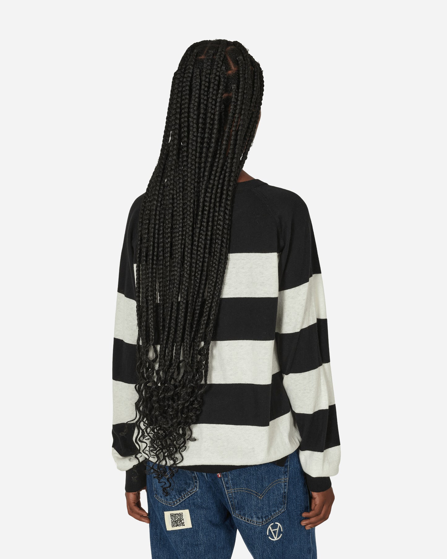 Peel & Lift Peel & Lift  X Slam Jam Damaged Stripe Jumper Black/White Knitwears Sweaters PL23-K004 002